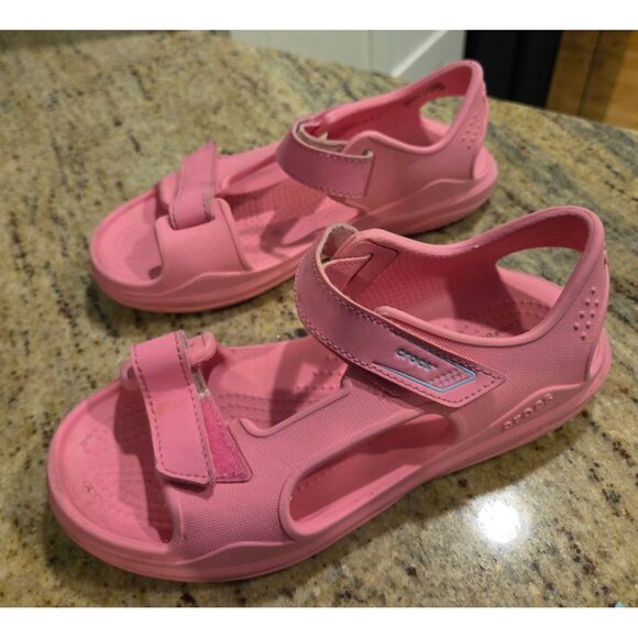 Crocs 206267 Kids Pink Lemonade Swiftwater Expedition Sandals Straps Size US J2 - Picture 2 of 14